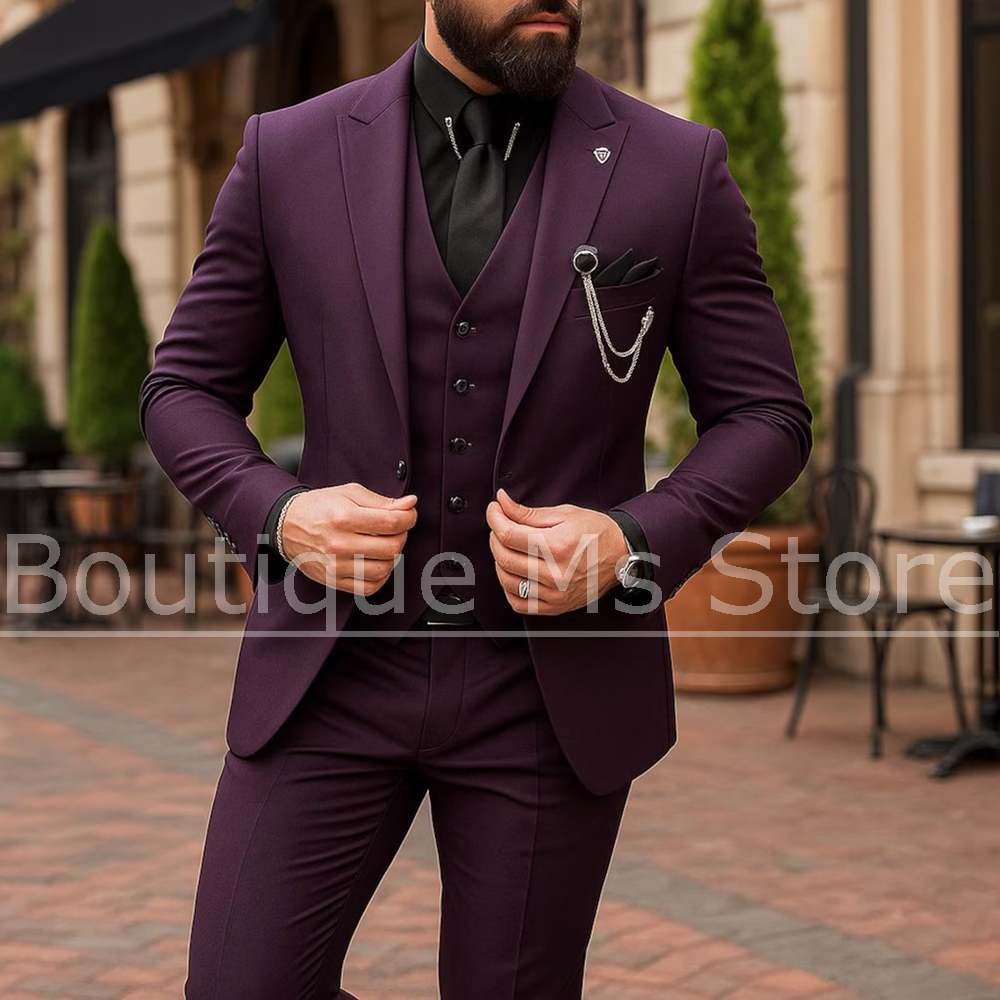 Men Formal Wear Outfits - Erkek 3 Parça Takım Elbise Tek