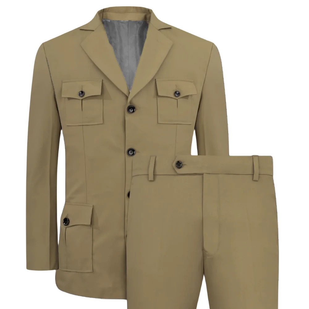 Khaki Formal Wear Men - Erkek Takım Elbise Ceket Rahat Haki
