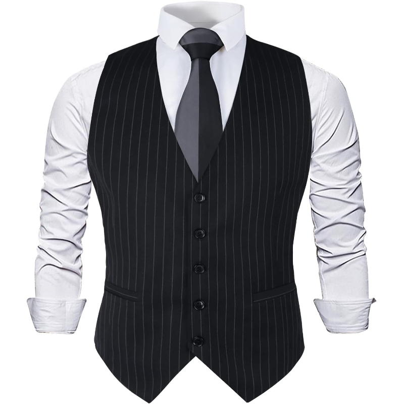 Men'S Formal Wear Waistcoat - Erkek İnce Çizgili İş Elbisesi Yeleği