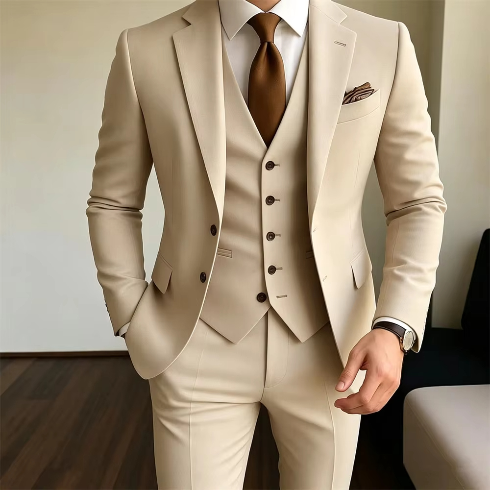 Khaki Formal Wear Men - Haki Erkek Takım Elbise 3 Parça