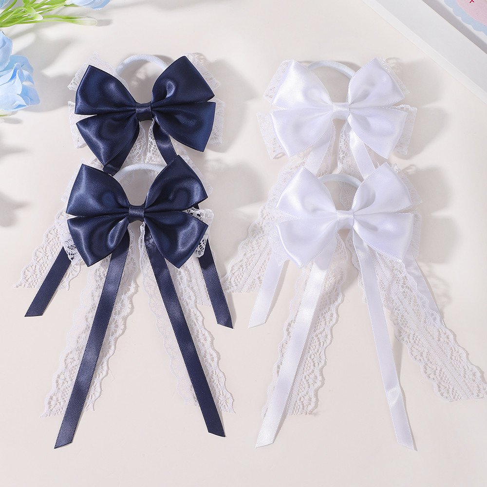 Satin Bow Tie - 2 adet saten dantel uzun kuyruk