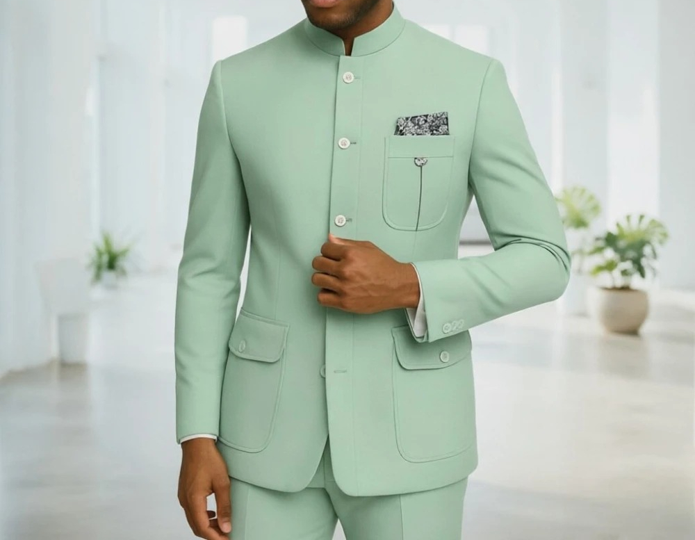 Men'S Formal Wear For Office - Safari Erkek Takımları Premium Açık Yeşil