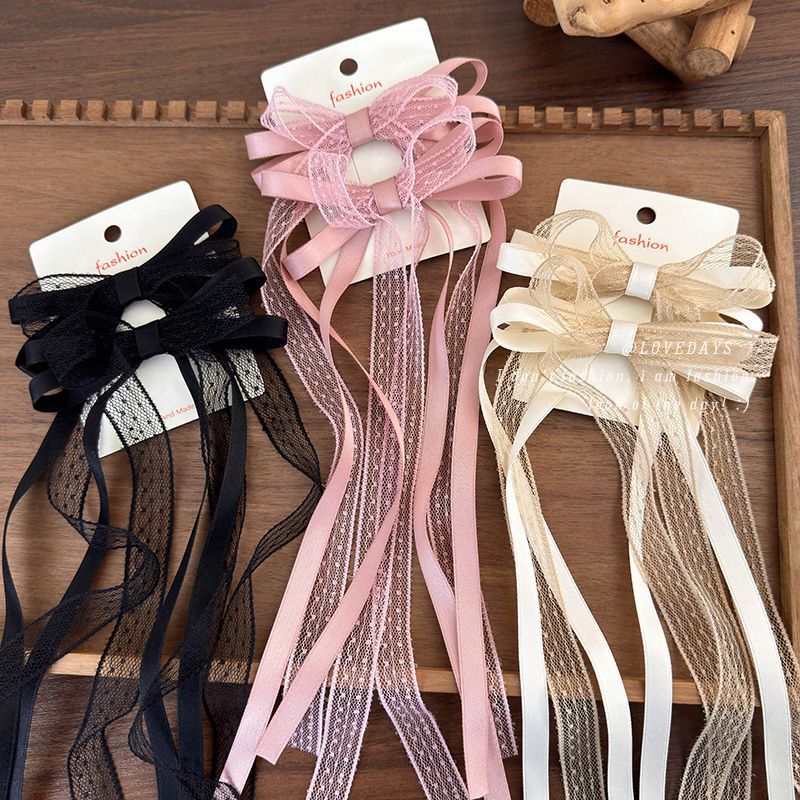 Satin Bow Tie - 2 adet/takım dantel saten kurdele yay