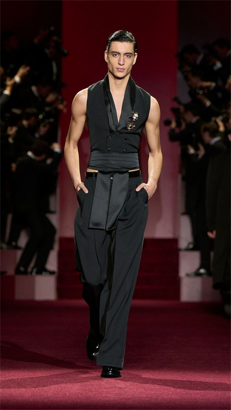 Men'S Formal Wear Waistcoat - Siyah Erkek Takım Elbise 2 Parça