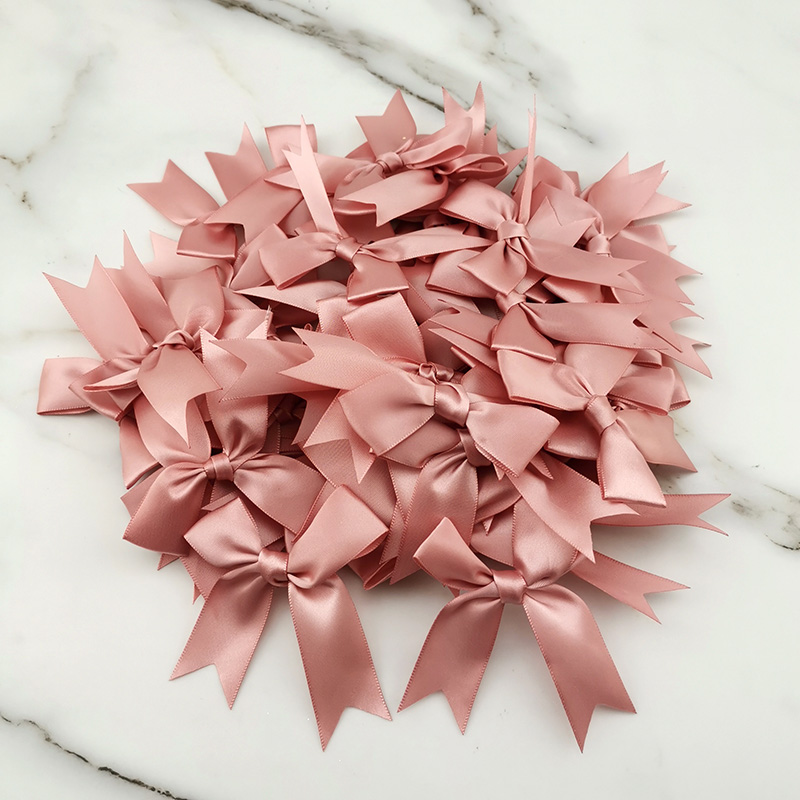 Satin Bow Tie - (50 adet/paket) 85*85mm Taze Pembe Kurdele