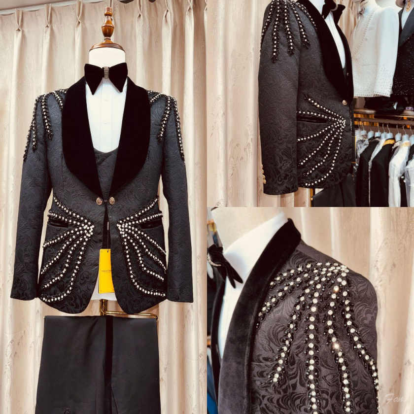 Men'S Formal Wear Waistcoat - Muhteşem Kristal Püsküllü Erkek Takım Elbise