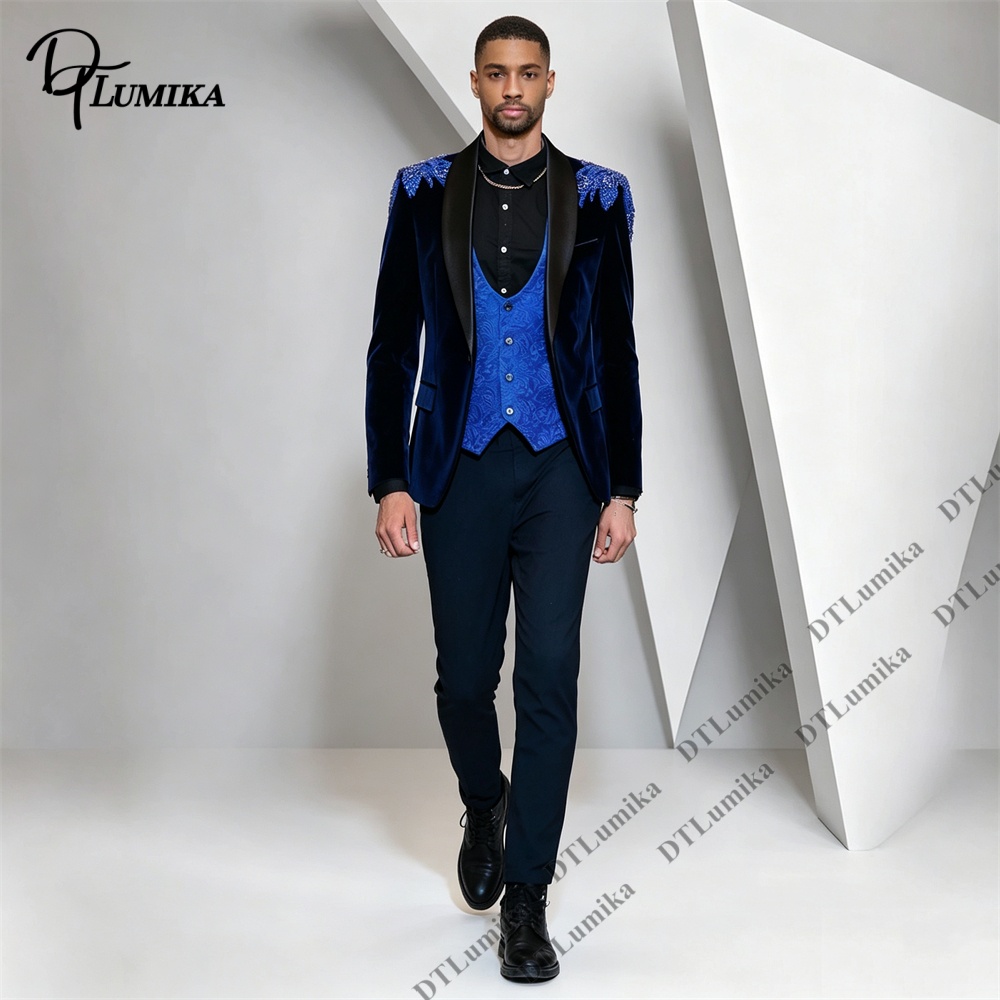 Men'S Formal Wear For Office - Peagent Erkekler 3 Parça Kadife Takım