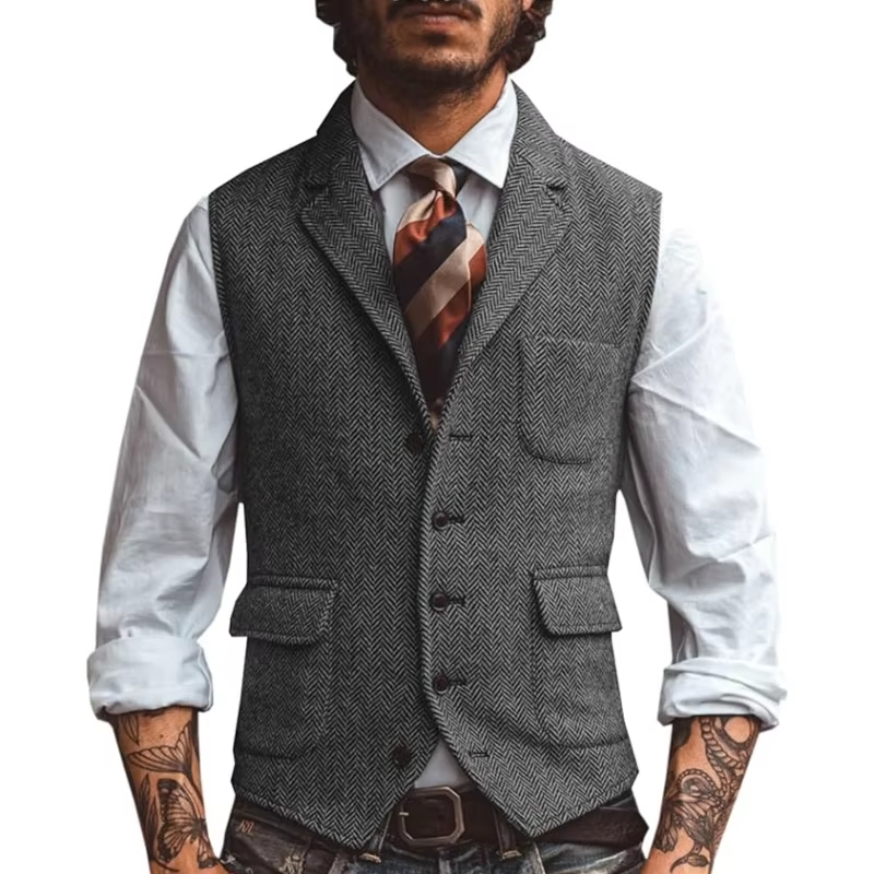 Retro Tüvit Erkek Yeleği Balık - Men'S Formal Wear Waistcoat incelemesi ve fiyatı